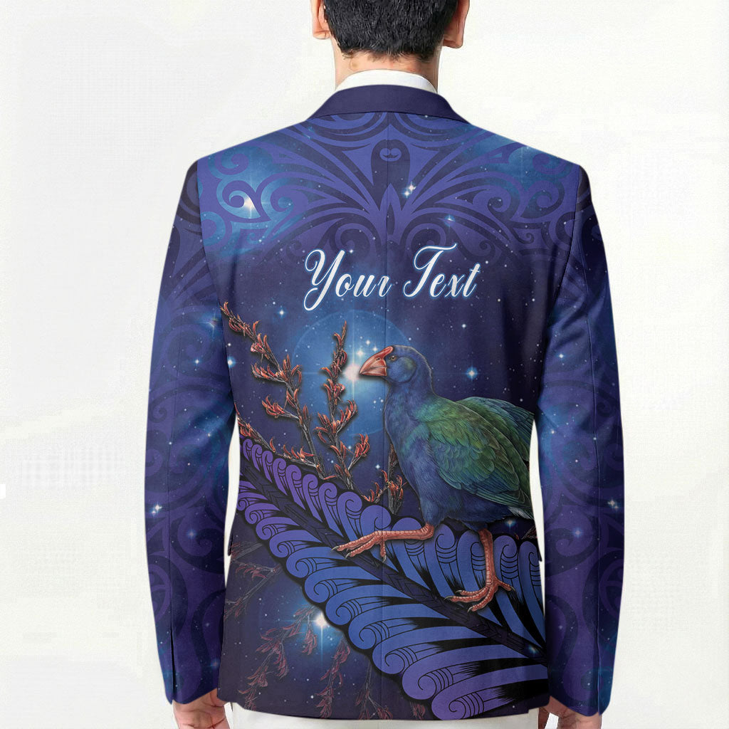 Takahe New Zealand Personalised Blazer Harakeke Silver Fern Maori Pattern