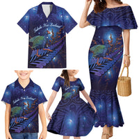 Takahe New Zealand Personalised Family Matching Mermaid Dress and Hawaiian Shirt Harakeke Silver Fern Maori Pattern LT22 - Polynesian Pride