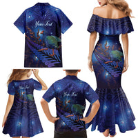 Takahe New Zealand Personalised Family Matching Mermaid Dress and Hawaiian Shirt Harakeke Silver Fern Maori Pattern LT22 - Polynesian Pride