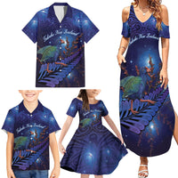 Takahe New Zealand Personalised Family Matching Summer Maxi Dress and Hawaiian Shirt Harakeke Silver Fern Maori Pattern LT22 - Polynesian Pride