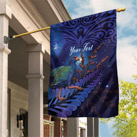Takahe New Zealand Personalised Garden Flag Harakeke Silver Fern Maori Pattern LT22 House Flag Blue - Polynesian Pride