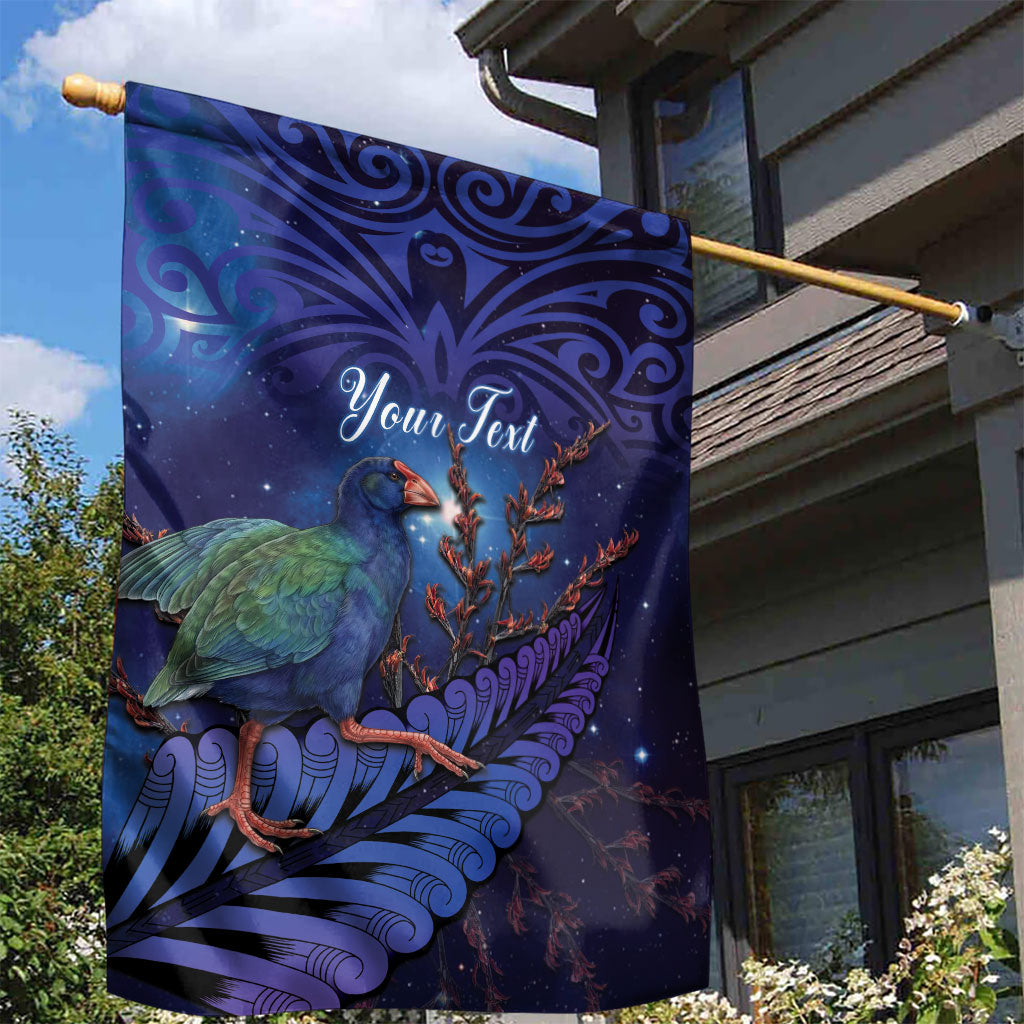 Takahe New Zealand Personalised Garden Flag Harakeke Silver Fern Maori Pattern LT22 - Polynesian Pride