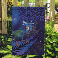 Takahe New Zealand Personalised Garden Flag Harakeke Silver Fern Maori Pattern LT22 Garden Flag Blue - Polynesian Pride