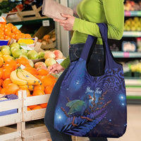 Takahe New Zealand Personalised Grocery Bag Harakeke Silver Fern Maori Pattern LT22 - Polynesian Pride