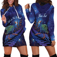 Takahe New Zealand Personalised Hoodie Dress Harakeke Silver Fern Maori Pattern LT22 - Polynesian Pride
