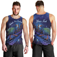 Takahe New Zealand Personalised Men Tank Top Harakeke Silver Fern Maori Pattern