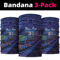 Takahe New Zealand Personalised Neck Gaiter Harakeke Silver Fern Maori Pattern LT22 package One Size: 25*50cm Blue - Polynesian Pride