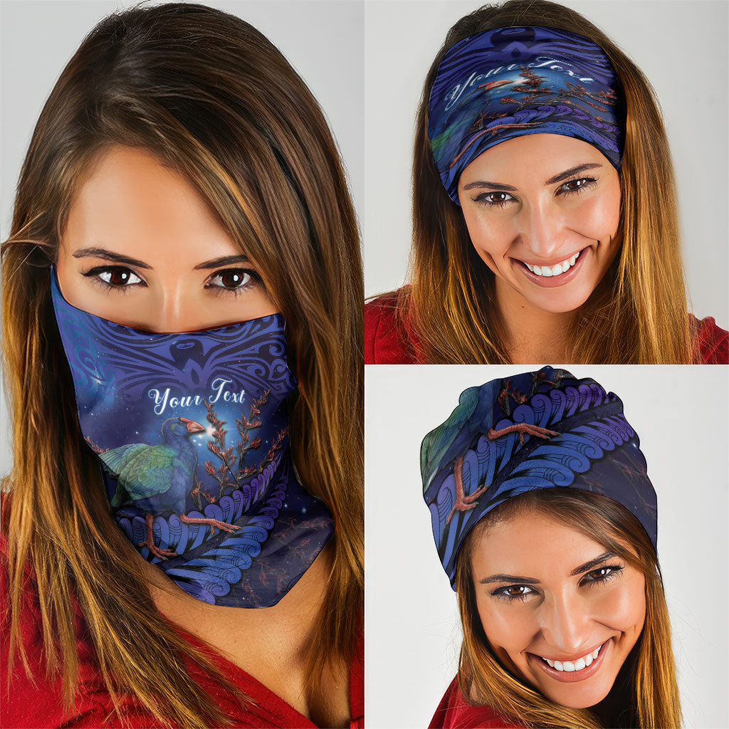 Takahe New Zealand Personalised Neck Gaiter Harakeke Silver Fern Maori Pattern LT22 - Polynesian Pride