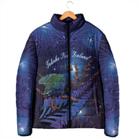 Takahe New Zealand Personalised Padded Jacket Harakeke Silver Fern Maori Pattern
