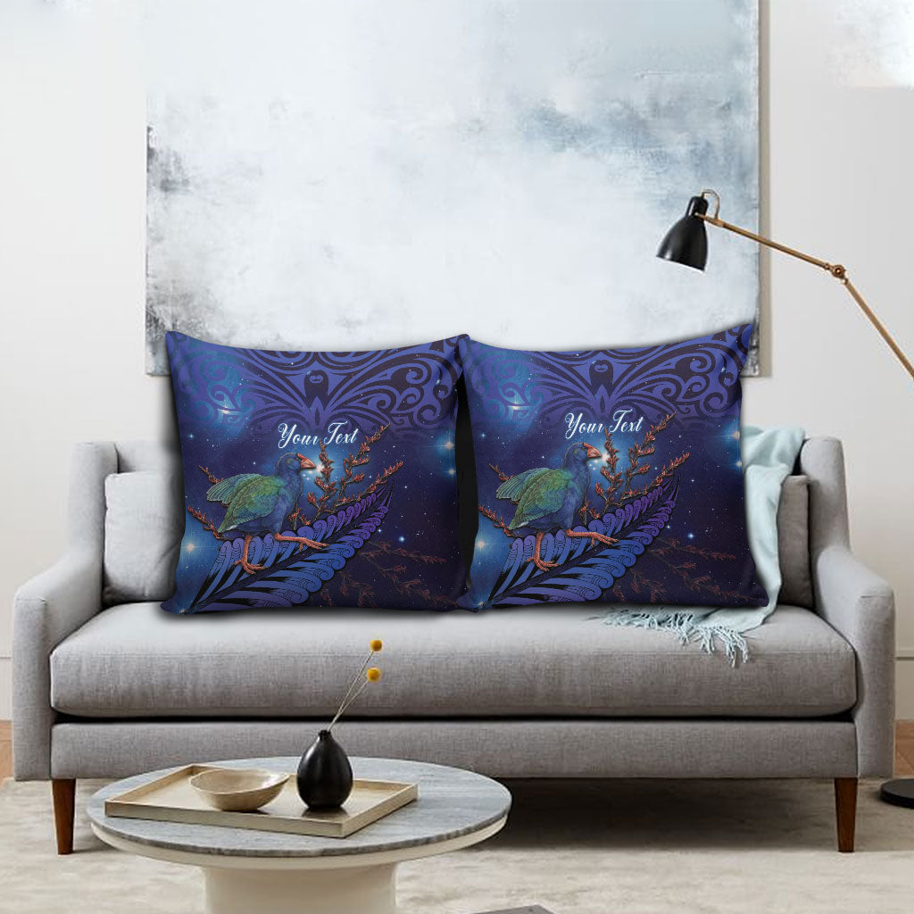 Takahe New Zealand Personalised Pillow Cover Harakeke Silver Fern Maori Pattern