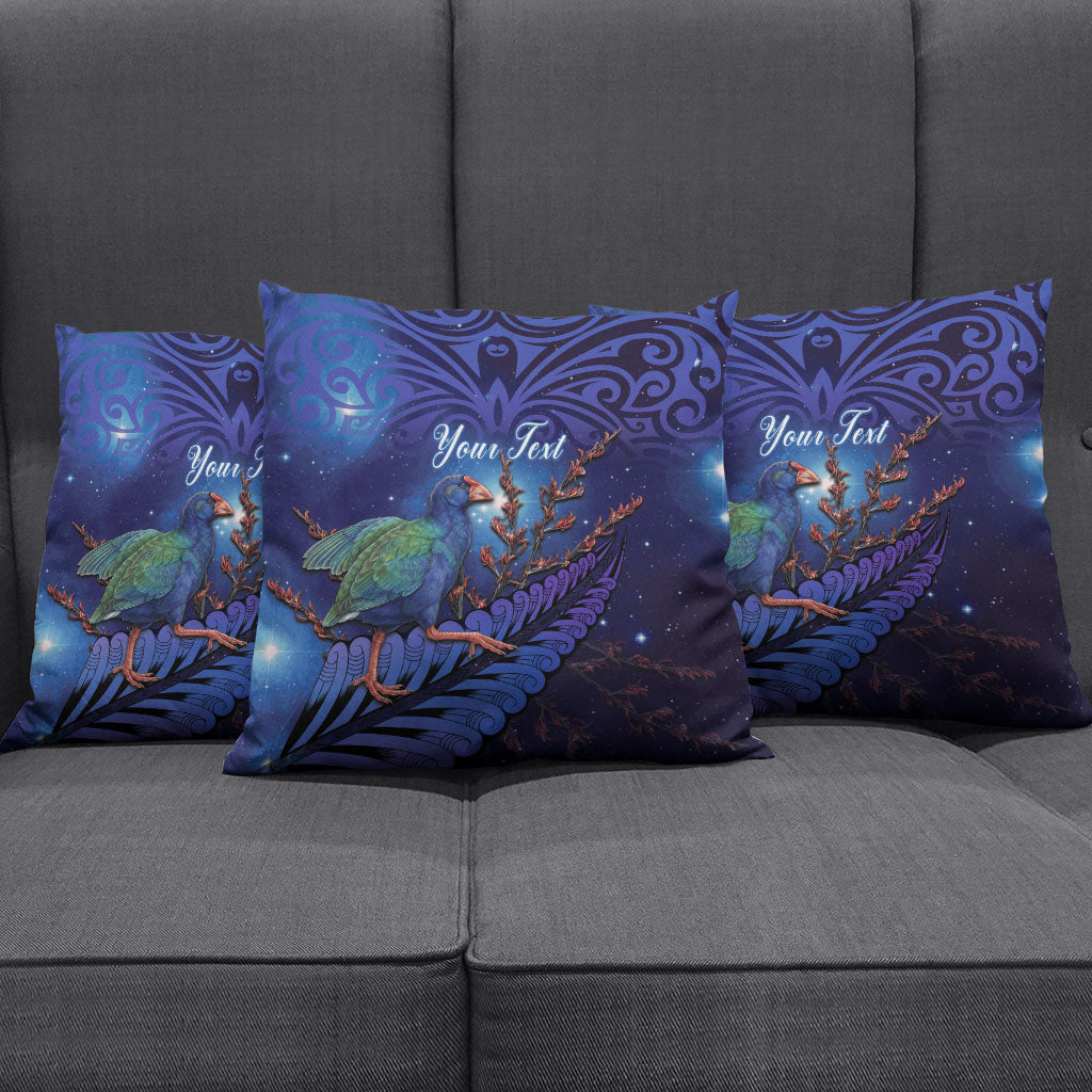 Takahe New Zealand Personalised Pillow Cover Harakeke Silver Fern Maori Pattern
