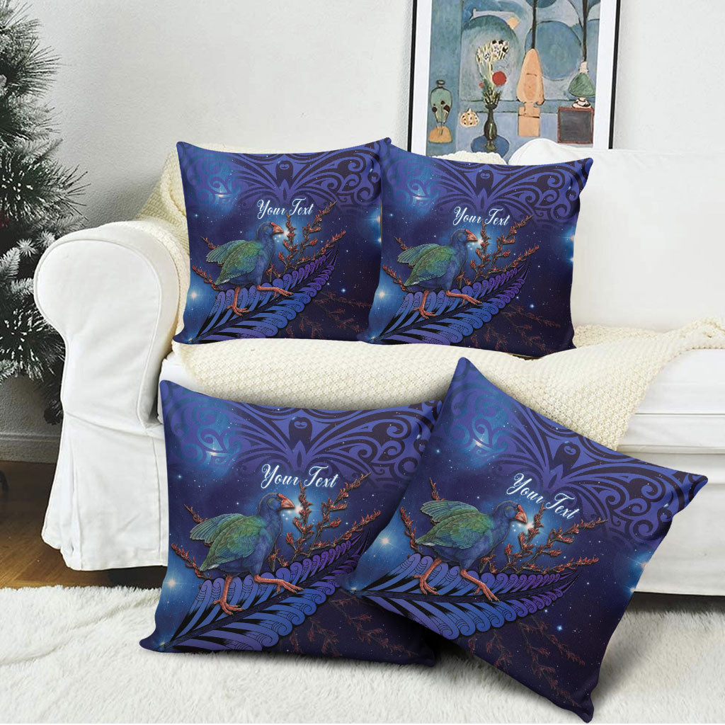 Takahe New Zealand Personalised Pillow Cover Harakeke Silver Fern Maori Pattern