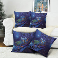Takahe New Zealand Personalised Pillow Cover Harakeke Silver Fern Maori Pattern