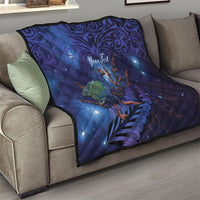 Takahe New Zealand Personalised Quilt Harakeke Silver Fern Maori Pattern