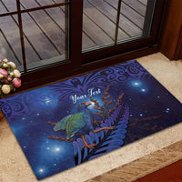 Takahe New Zealand Personalised Rubber Doormat Harakeke Silver Fern Maori Pattern