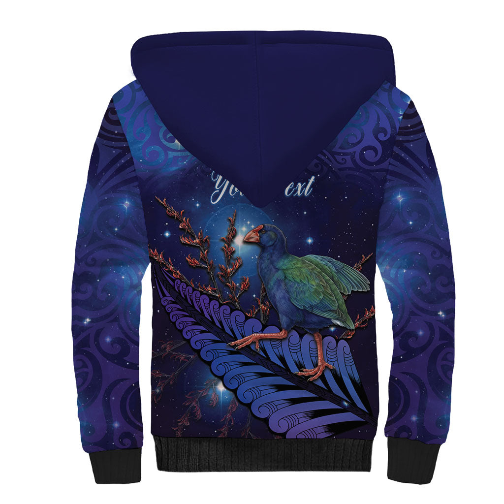 Takahe New Zealand Personalised Sherpa Hoodie Harakeke Silver Fern Maori Pattern LT22 - Polynesian Pride