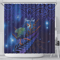 Takahe New Zealand Personalised Shower Curtain Harakeke Silver Fern Maori Pattern LT22 - Polynesian Pride