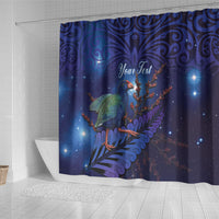 Takahe New Zealand Personalised Shower Curtain Harakeke Silver Fern Maori Pattern LT22 - Polynesian Pride