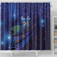 Takahe New Zealand Personalised Shower Curtain Harakeke Silver Fern Maori Pattern LT22 - Polynesian Pride