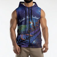 Takahe New Zealand Personalised Sleeveless Zip Hoodie Harakeke Silver Fern Maori Pattern LT22 - Polynesian Pride