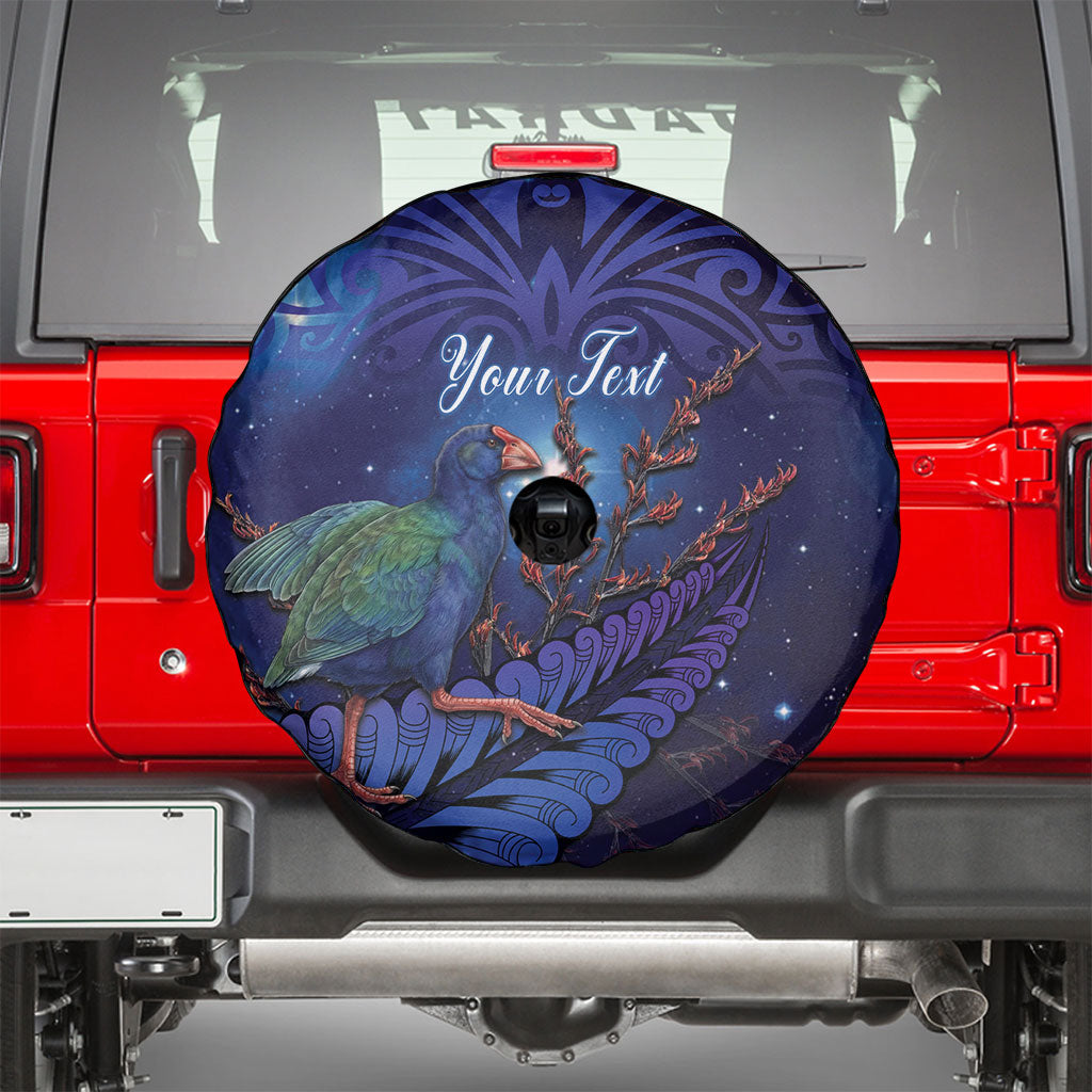 Takahe New Zealand Personalised Spare Tire Cover Harakeke Silver Fern Maori Pattern