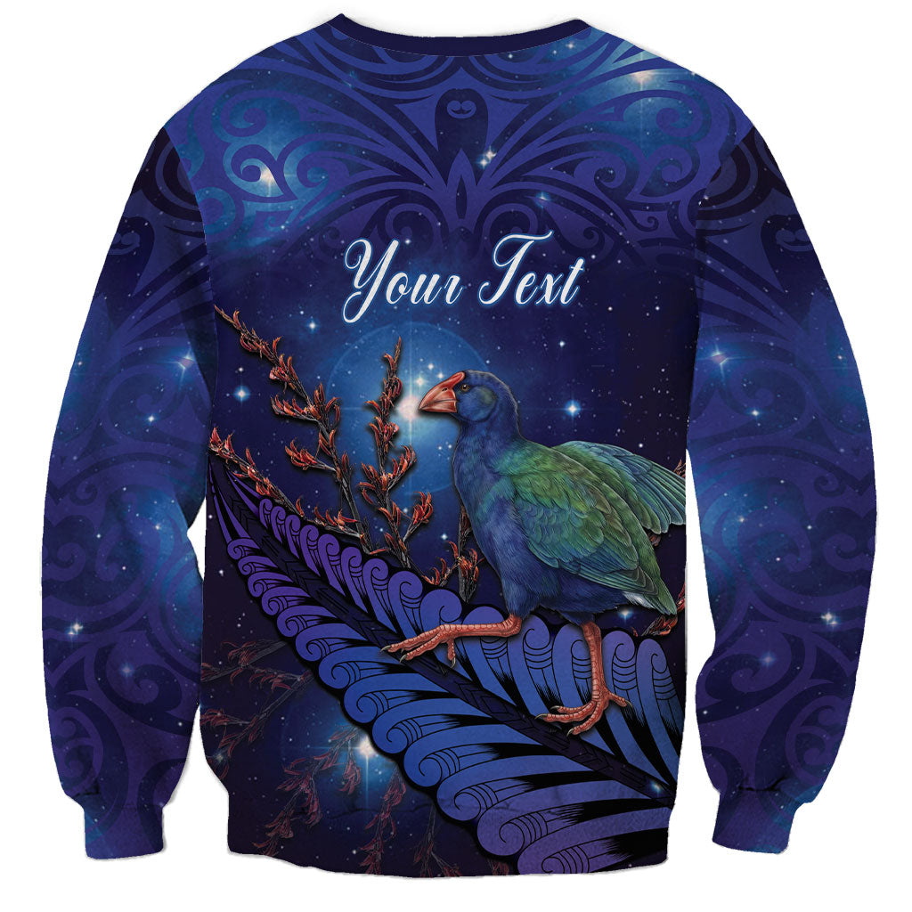 Takahe New Zealand Personalised Sweatshirt Harakeke Silver Fern Maori Pattern