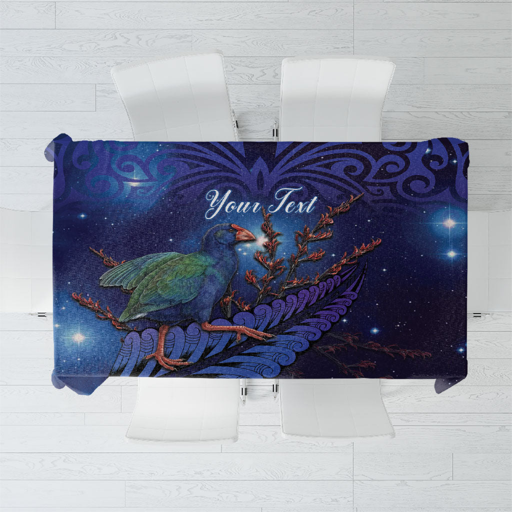 Takahe New Zealand Personalised Tablecloth Harakeke Silver Fern Maori Pattern