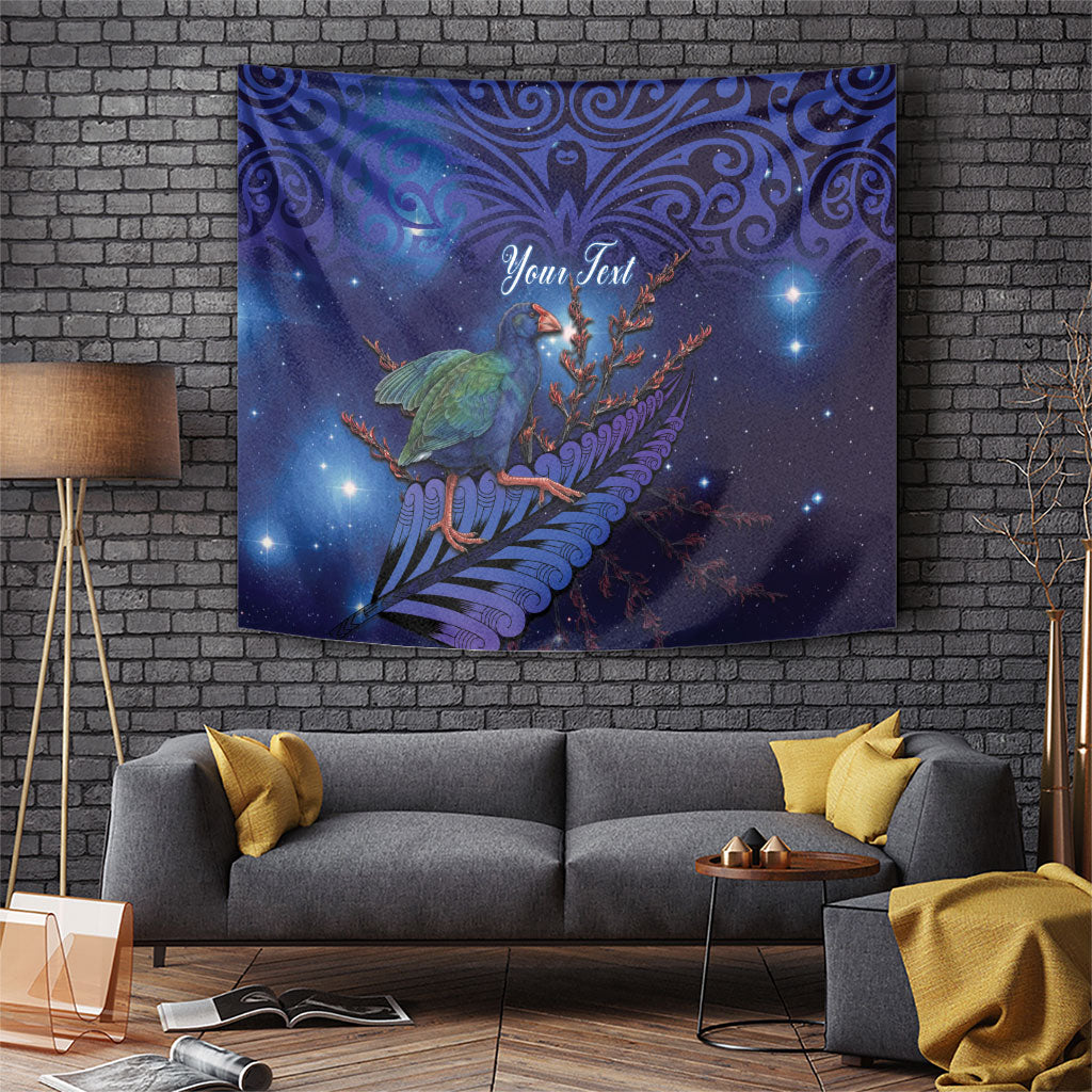 Takahe New Zealand Personalised Tapestry Harakeke Silver Fern Maori Pattern