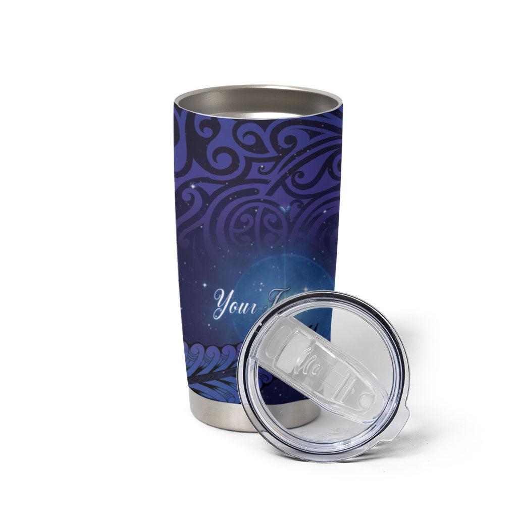 Takahe New Zealand Personalised Tumbler Cup Harakeke Silver Fern Maori Pattern