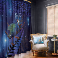 Takahe New Zealand Personalised Window Curtain Harakeke Silver Fern Maori Pattern