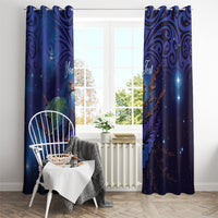 Takahe New Zealand Personalised Window Curtain Harakeke Silver Fern Maori Pattern