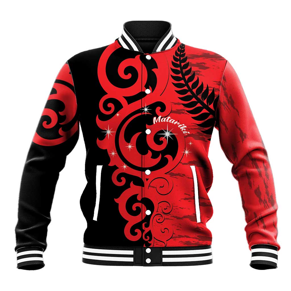 New Zealand Matariki Baseball Jacket Maori New Year Koru Pattern