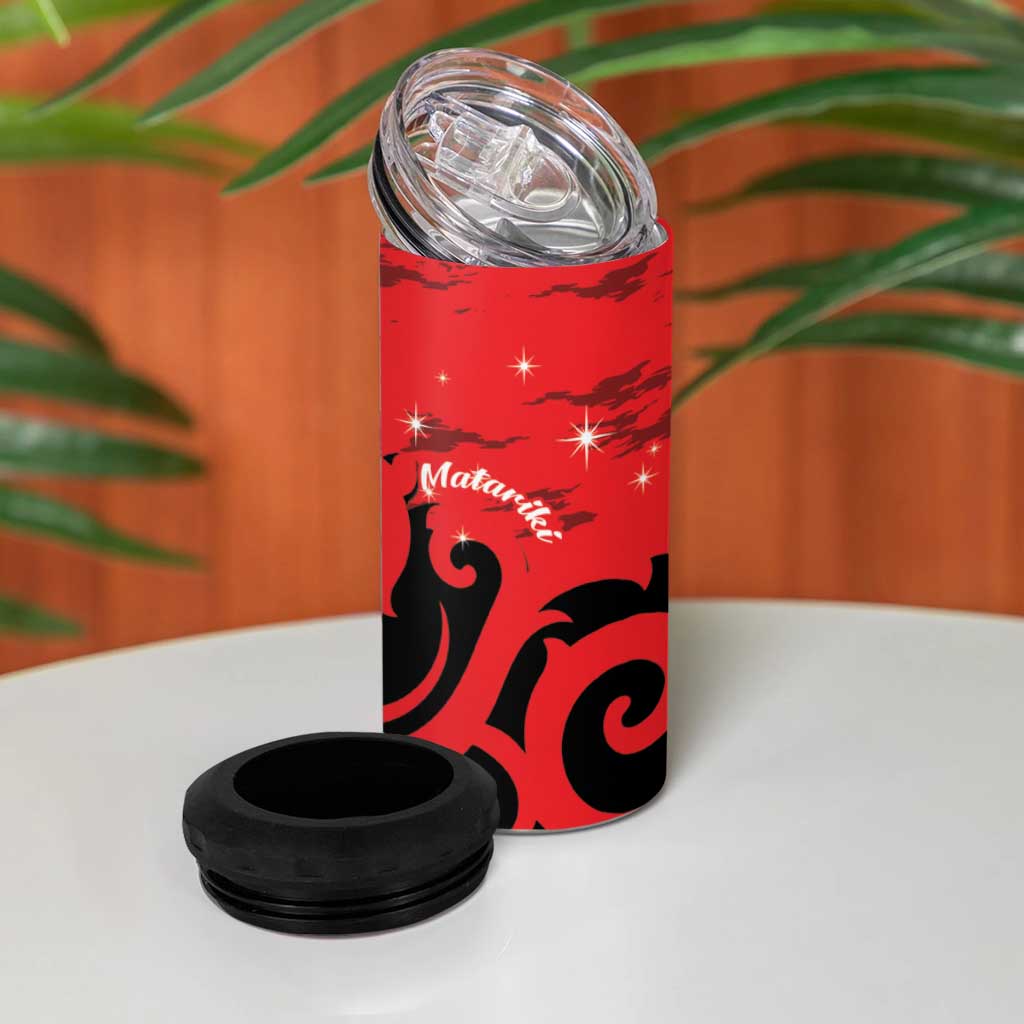 New Zealand Matariki 4 in 1 Can Cooler Tumbler Maori New Year Koru Pattern