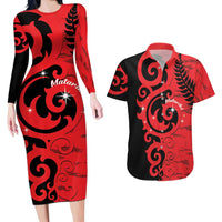 New Zealand Matariki Couples Matching Long Sleeve Bodycon Dress and Hawaiian Shirt Maori New Year Koru Pattern