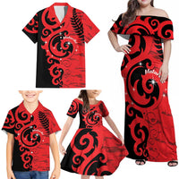 New Zealand Matariki Family Matching Off Shoulder Maxi Dress and Hawaiian Shirt Maori New Year Koru Pattern LT22 - Polynesian Pride