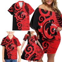 New Zealand Matariki Family Matching Off Shoulder Short Dress and Hawaiian Shirt Maori New Year Koru Pattern LT22 - Polynesian Pride