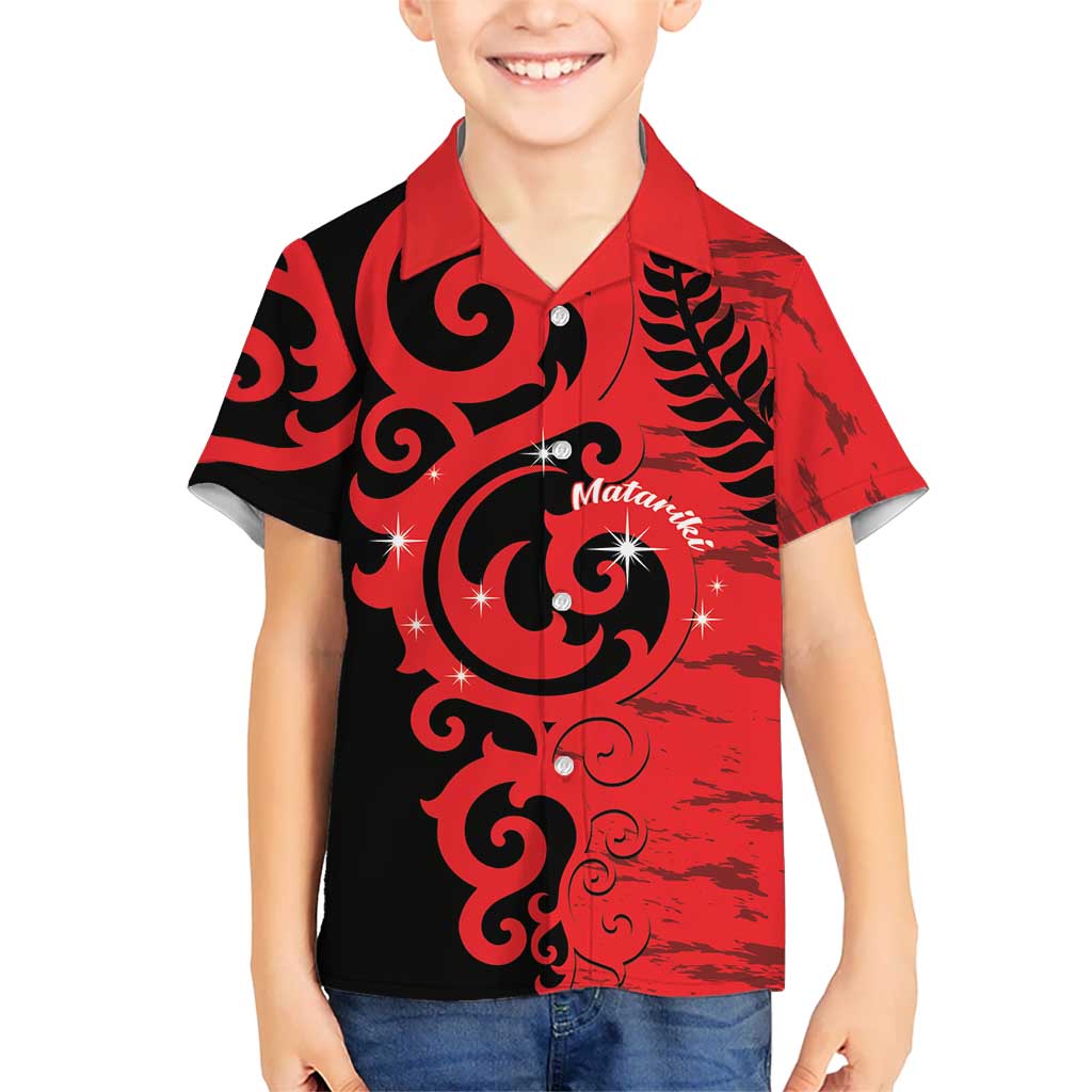New Zealand Matariki Kid Hawaiian Shirt Maori New Year Koru Pattern LT22 Kid Red - Polynesian Pride