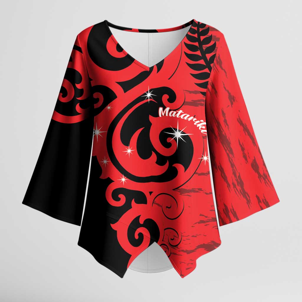 New Zealand Matariki Kimono Sleeve Blouse Maori New Year Koru Pattern