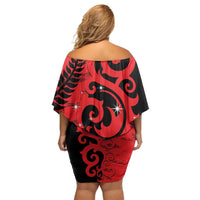 New Zealand Matariki Off Shoulder Short Dress Maori New Year Koru Pattern