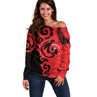 New Zealand Matariki Off Shoulder Sweater Maori New Year Koru Pattern