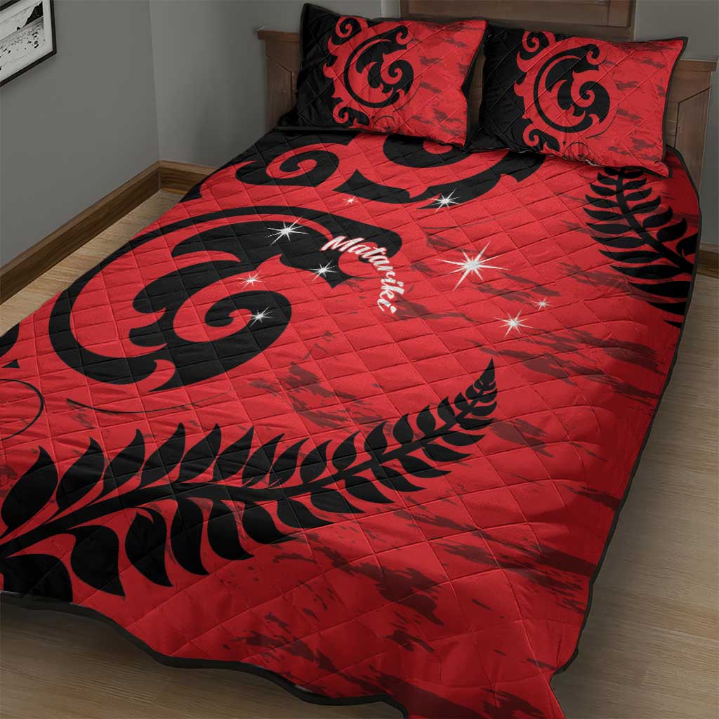New Zealand Matariki Quilt Bed Set Maori New Year Koru Pattern