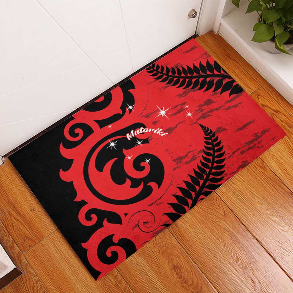 New Zealand Matariki Rubber Doormat Maori New Year Koru Pattern