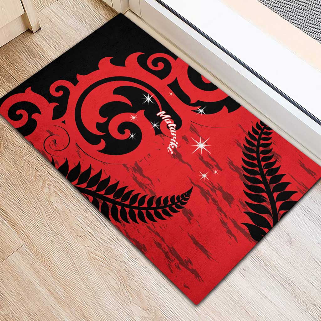 New Zealand Matariki Rubber Doormat Maori New Year Koru Pattern