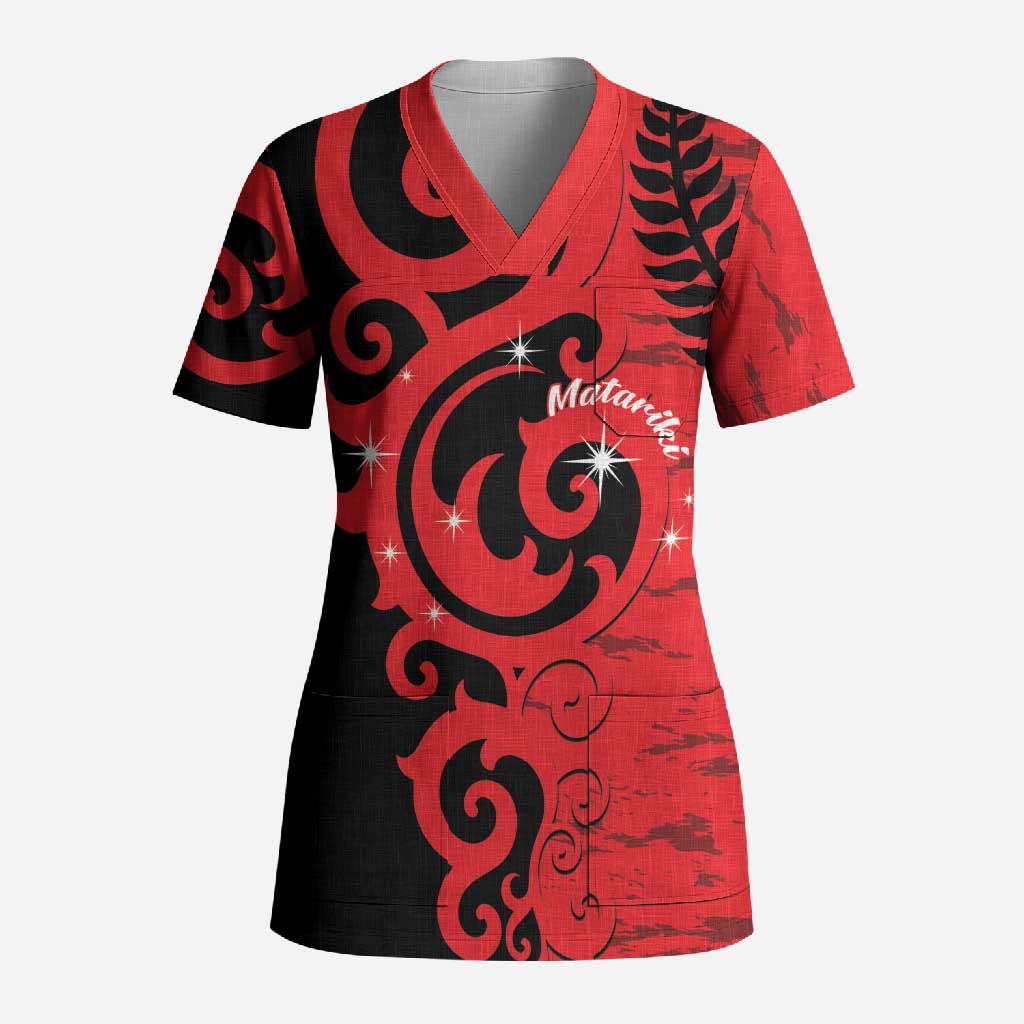 New Zealand Matariki Scrub Top Maori New Year Koru Pattern