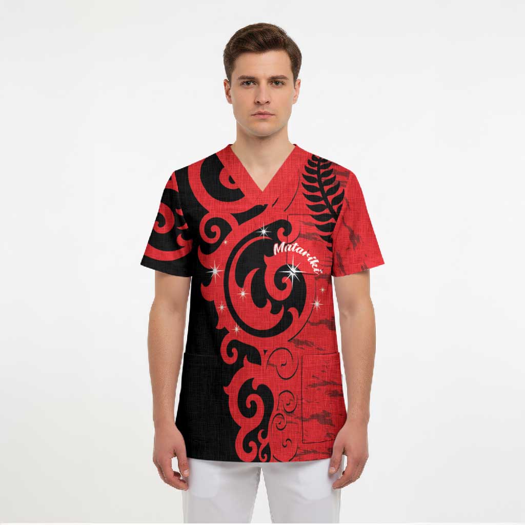 New Zealand Matariki Scrub Top Maori New Year Koru Pattern