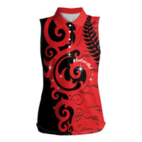 New Zealand Matariki Women Sleeveless Polo Shirt Maori New Year Koru Pattern LT22 Female Red - Polynesian Pride