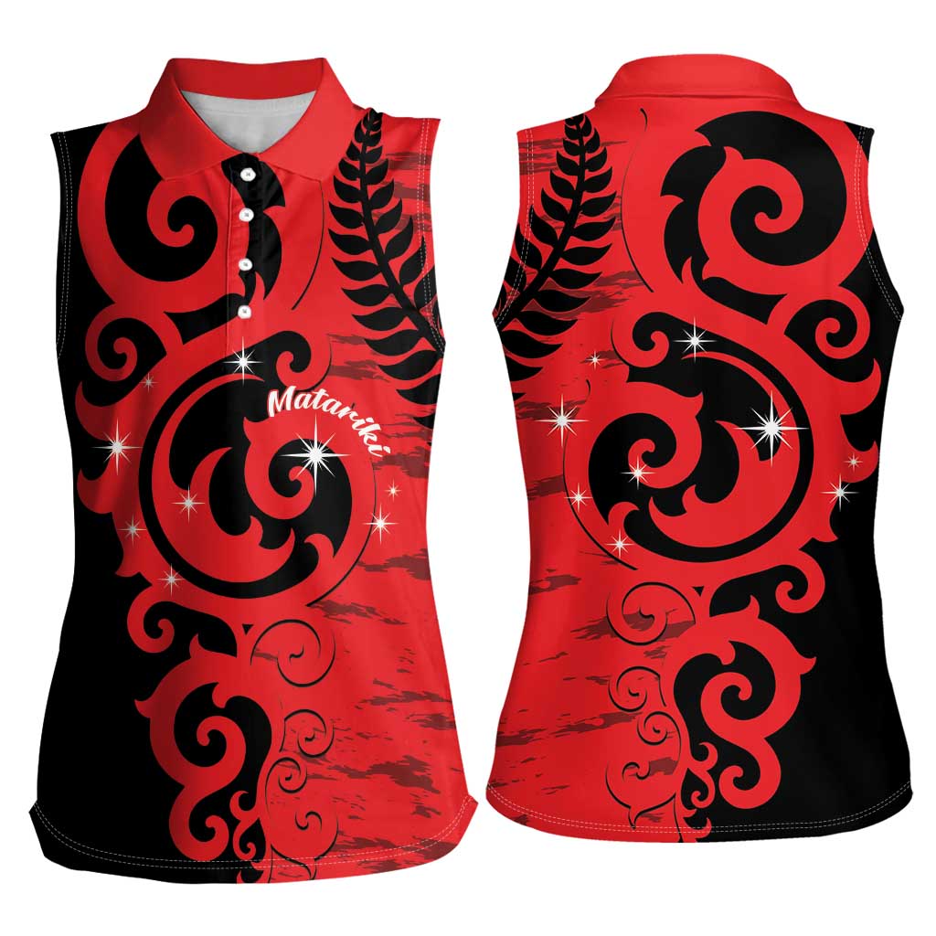 New Zealand Matariki Women Sleeveless Polo Shirt Maori New Year Koru Pattern LT22 - Polynesian Pride