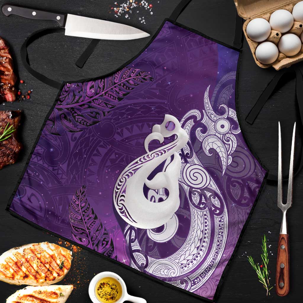 New Zealand Matariki Apron Maori Manaia Galaxy Silver Fern Purple Color LT22 Purple - Polynesian Pride
