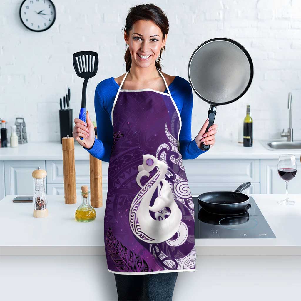 New Zealand Matariki Apron Maori Manaia Galaxy Silver Fern Purple Color LT22 - Polynesian Pride