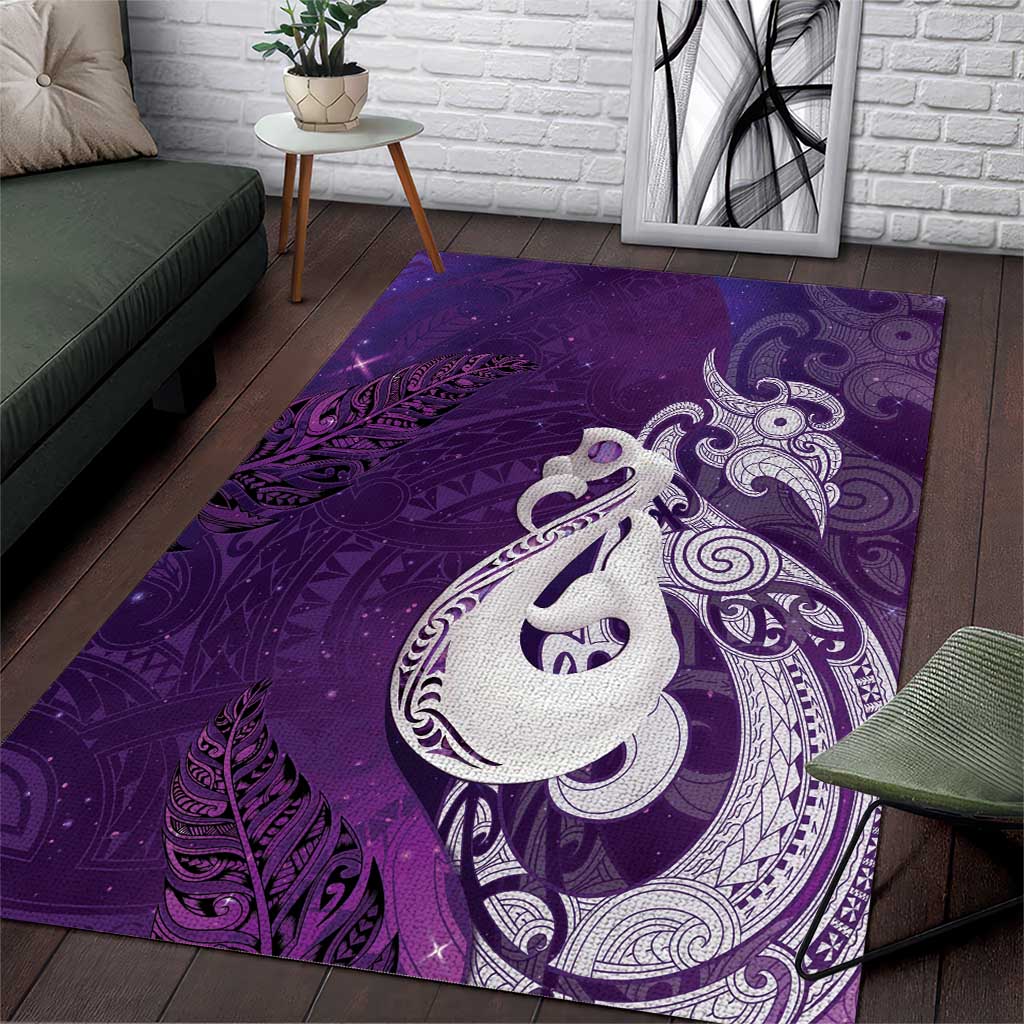 New Zealand Matariki Area Rug Maori Manaia Galaxy Silver Fern Purple Color LT22 Purple - Polynesian Pride